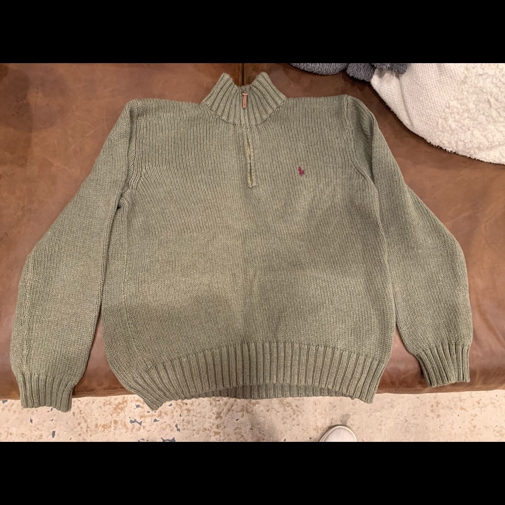 Olive knit quarter zip sweater- Polo by Ralph Lauren